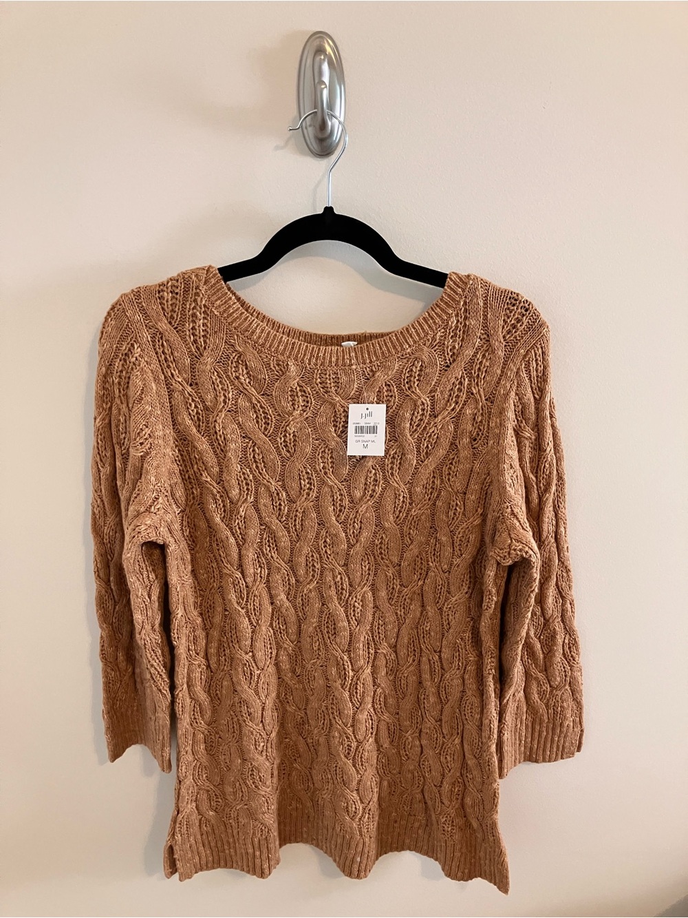 NWT J. Jill Cabled Boatneck Tunic Sweater in Ginger Snap Medium